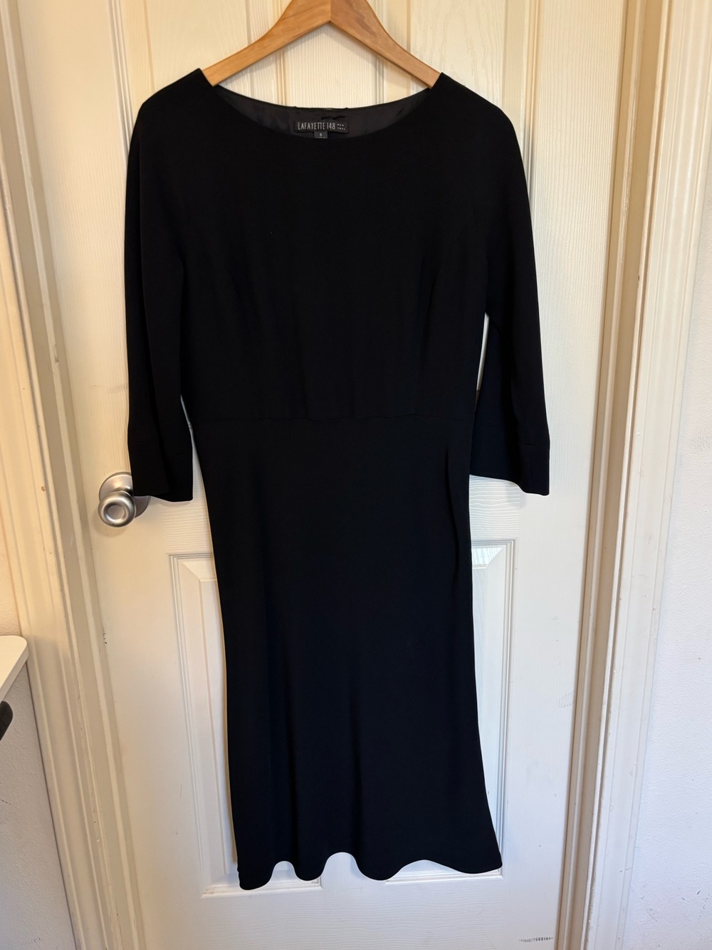 Lafayette 148 New York Black Three Quarter Sleeve Dress Size 8 - Picture 5 of 10